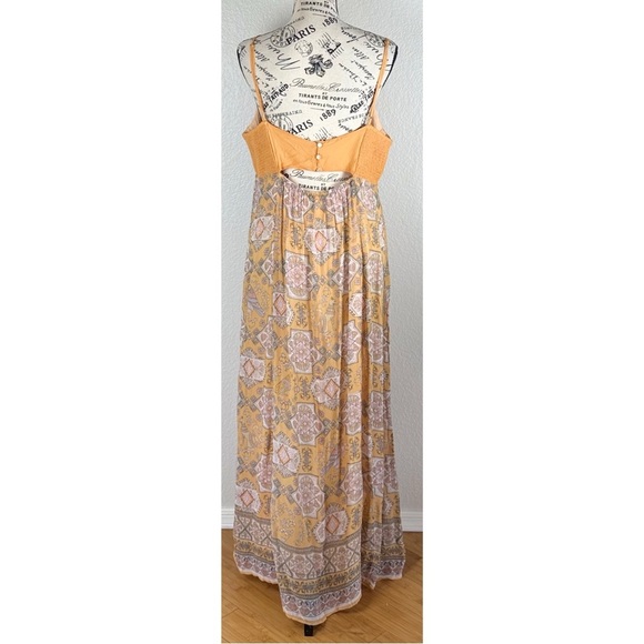 Anthropologie NWT Calida Maxi Bohemian Yellow Maxi Dress, size 16 Petite - Picture 6 of 12